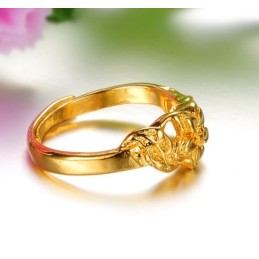 Høj Kvalitetsring Til Kvinder Med Blomstermønster I 18 Karat Forgyldt