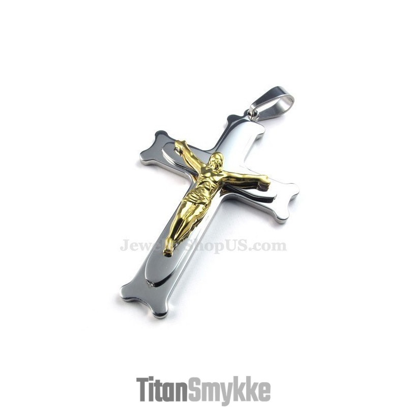 Jesus Titanium Sølv Kors Vedhæng Halskæde (Gratis Kæde)