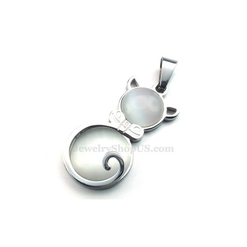 Sølv Cat Eye Titanium Vedhæng Halskæde (Gratis Kæde)