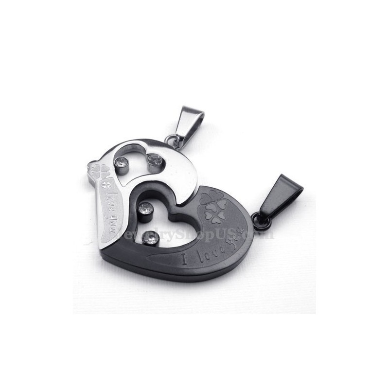 Titanium Par Hjerter Vedhæng Halskæde (Gratis Kæde) (Et Par)