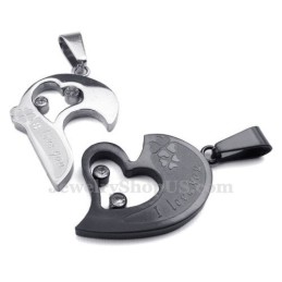 Titanium Par Hjerter Vedhæng Halskæde (Gratis Kæde) (Et Par)