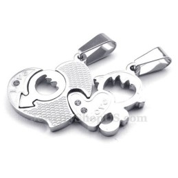 Titanium Par Halskæde Med To Hjerter Vedhæng (Gratis Kæde) (Et Par)