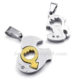 Titanium Par Halskæde Med To Hjerter Vedhæng (Gratis Kæde) (Et Par)