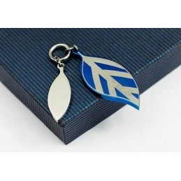 Moderigtigt Blåt Bladvedhæng I Titanium - Gratis Kæde