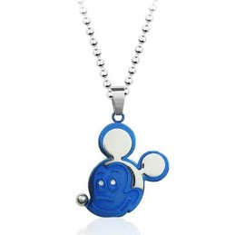 Blå Mickey Mouse Titanium Vedhæng - Gratis Kæde