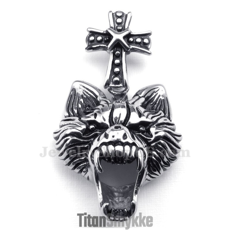 Titanium Ulvehoved Vedhæng Halskæde (Gratis Kæde)