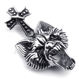 Titanium Ulvehoved Vedhæng Halskæde (Gratis Kæde)