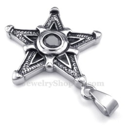 Sort Zirkon Titanium Lucky Star Vedhæng Halskæde (Gratis Kæde)