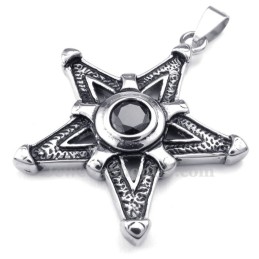 Sort Zirkon Titanium Lucky Star Vedhæng Halskæde (Gratis Kæde)