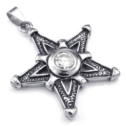 Hvid Zirkon Titanium Lucky Star Vedhæng Halskæde (Gratis Kæde)