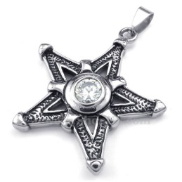 Hvid Zirkon Titanium Lucky Star Vedhæng Halskæde (Gratis Kæde)