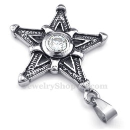 Hvid Zirkon Titanium Lucky Star Vedhæng Halskæde (Gratis Kæde)