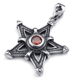 Rød Zirkon Titanium Stjerne Vedhæng Halskæde (Gratis Kæde)