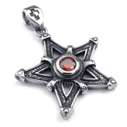 Rød Zirkon Titanium Stjerne Vedhæng Halskæde (Gratis Kæde)