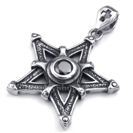 Sort Zirkon Titanium Stjerne Vedhæng Halskæde (Gratis Kæde)