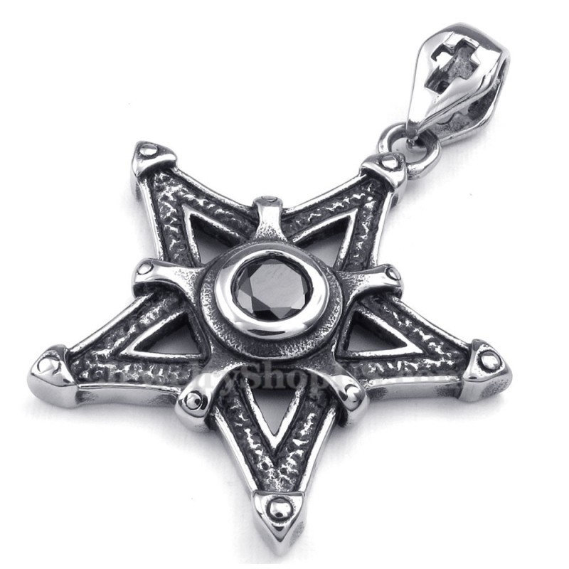 Sort Zirkon Titanium Stjerne Vedhæng Halskæde (Gratis Kæde)