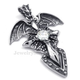 Hvid Zirkon Titanium Pterosaur Vedhæng Halskæde (Gratis Kæde)