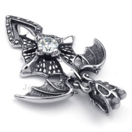 Hvid Zirkon Titanium Pterosaur Vedhæng Halskæde (Gratis Kæde)