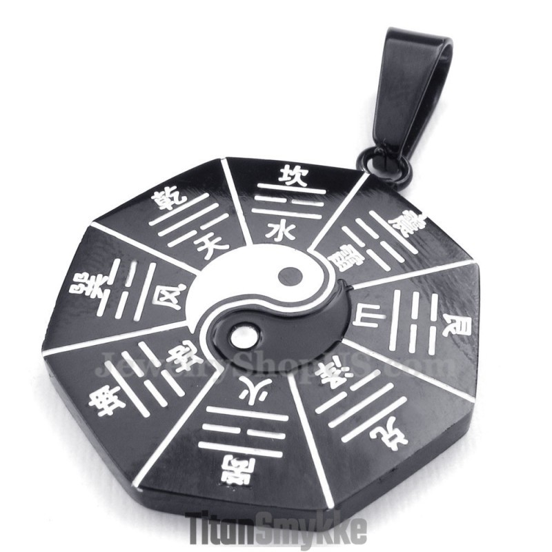 Sort Otte Diagrammer Titanium Vedhæng Halskæde (Gratis Kæde)