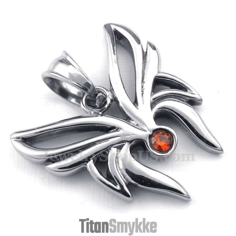 Rød Zirkon Titanium Sommerfuglevedhæng Halskæde (Gratis Kæde) Rød Zirkon Titanium Sommerfuglevedhæng Halskæde (Gratis Kæde)