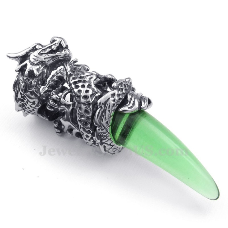 Grøn Titanium Dragetand Vedhæng Halskæde (Gratis Kæde)