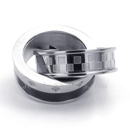 Evig Kærlighed Titanium Par Sammenlåsende Ringe Vedhæng Halskæde (Gratis Kæde) (Et Par)