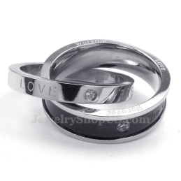 Tilbedelse Kærlighed Titanium Sammenlåsende Ringe Par Vedhæng Halskæde (Gratis Kæde) (Et Par)