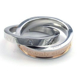 Tilbedelse Kærlighed Titanium Sammenlåsende Ringe Par Vedhæng Halskæde (Gratis Kæde) (Et Par)