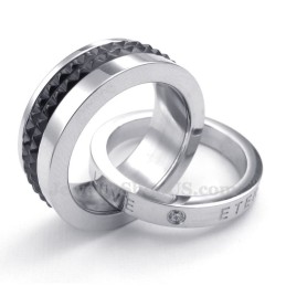 Titanium Lovers Sammenlåsende Cirkler Vedhæng Halskæde (Gratis Kæde) (Et Par)