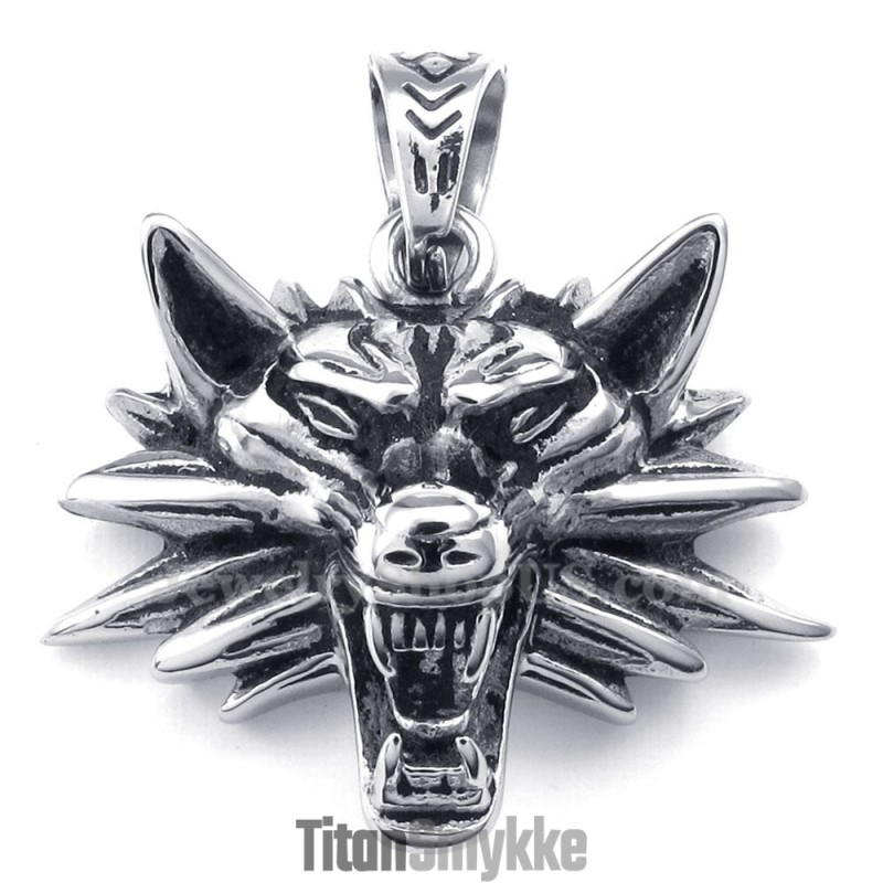 Titanium Ulvevedhæng Halskæde (Gratis Kæde)