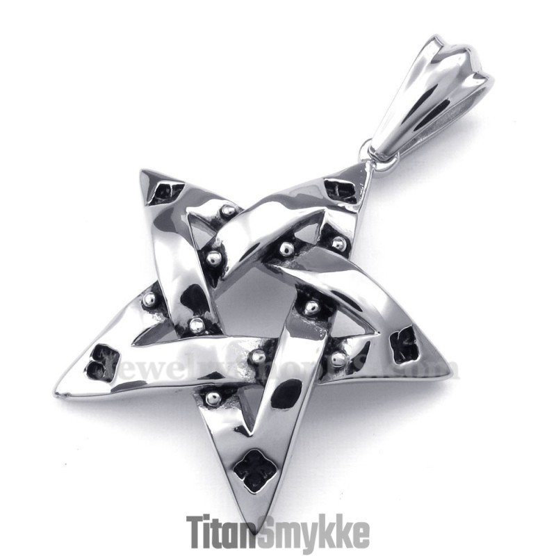 Titanium Pletter Femtakket Stjerne Vedhæng Halskæde (Gratis Kæde)
