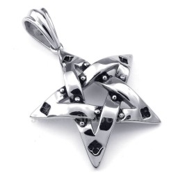 Titanium Pletter Femtakket Stjerne Vedhæng Halskæde (Gratis Kæde)