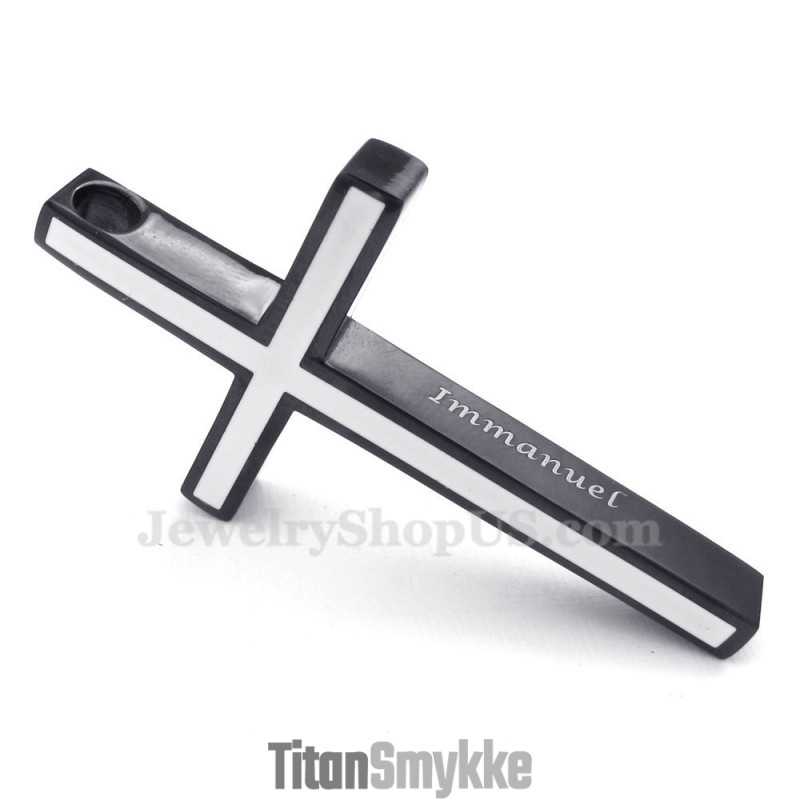 Enkel Sort/Hvid Titanium Kors Vedhæng Halskæde (Gratis Kæde) Enkel Sort/Hvid Titanium Kors Vedhæng Halskæde (Gratis Kæde)