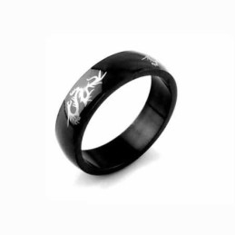 Dragon Herre 6Mm Sort Titanium Ring