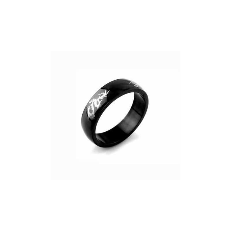 Dragon Herre 6Mm Sort Titanium Ring