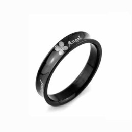Firekløver Herre 6Mm Sort Titanium Ring