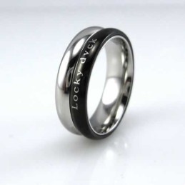 Locky Dvck Unisex 6Mm Sort Titanium Ring