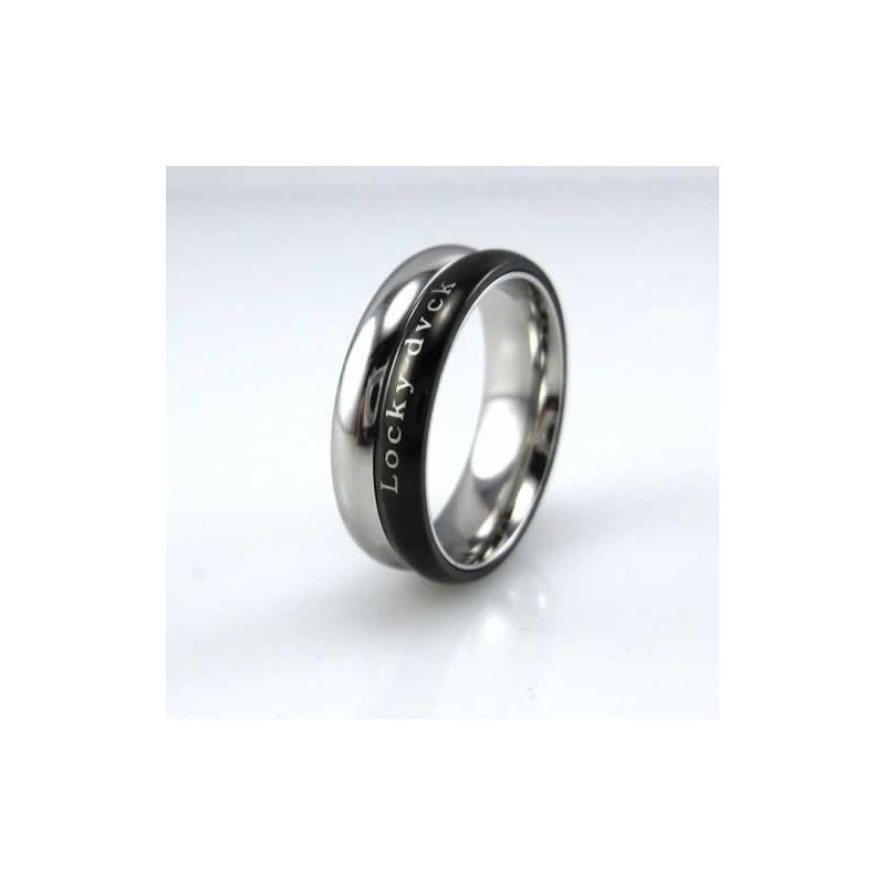 Locky Dvck Unisex 6Mm Sort Titanium Ring Locky Dvck Unisex 6Mm Sort Titanium Ring