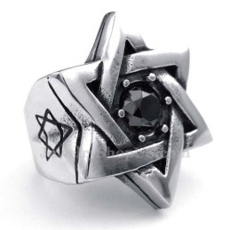 Titanium Lucky Star-Ring Med Sort Zirkon