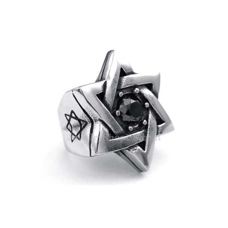 Titanium Lucky Star-Ring Med Sort Zirkon Titanium Lucky Star-Ring Med Sort Zirkon