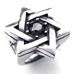 Titanium Lucky Star-Ring Med Sort Zirkon