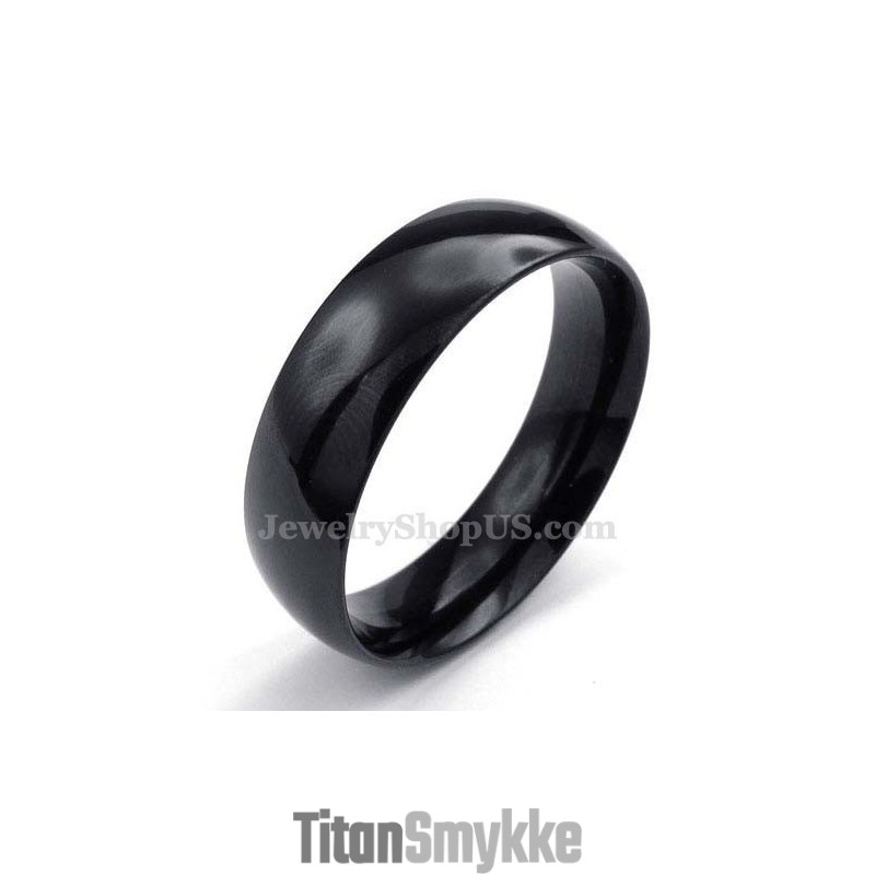 6 Mm Sort Titanium Glat Ring