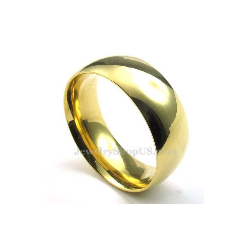 8 Mm Rund Ring I Guld I Titanium