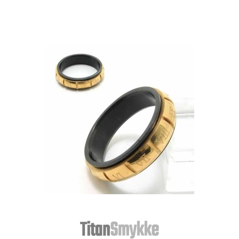 Romertal 6 Mm Sort Titanium- Og Guldring