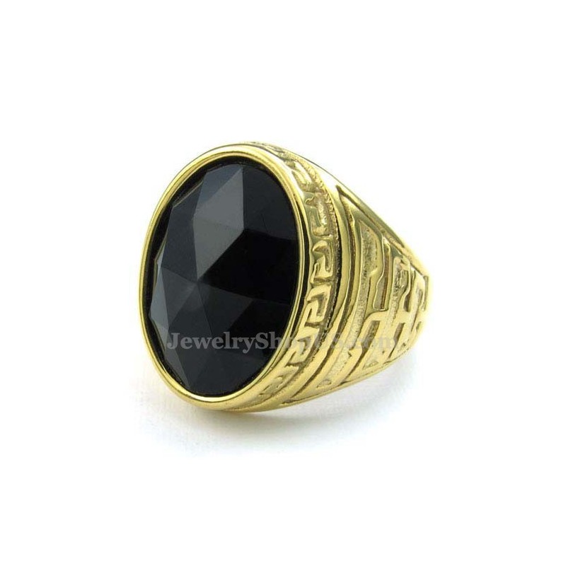 Herrering I Guld Med Titanium Og Sort Zirkon