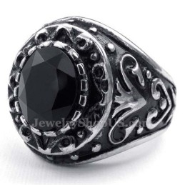 Herrering I Titanium Med Sort Zirkon