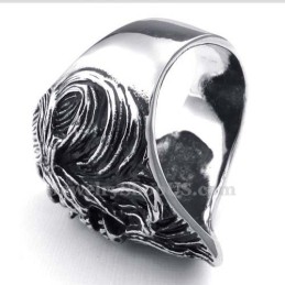 Titanium Kraniumring Med Røde Zirkonøjne