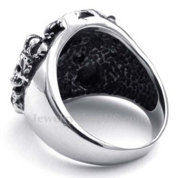 Titanium Kranie Ring Med Rød Zirkon