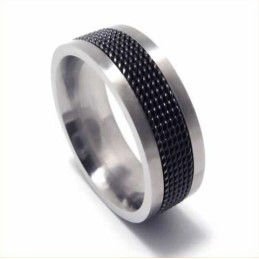 Meshed Herre 7Mm Sort Titanium Ring