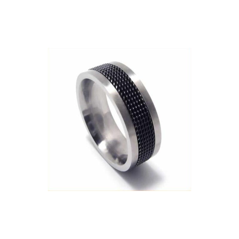Meshed Herre 7Mm Sort Titanium Ring